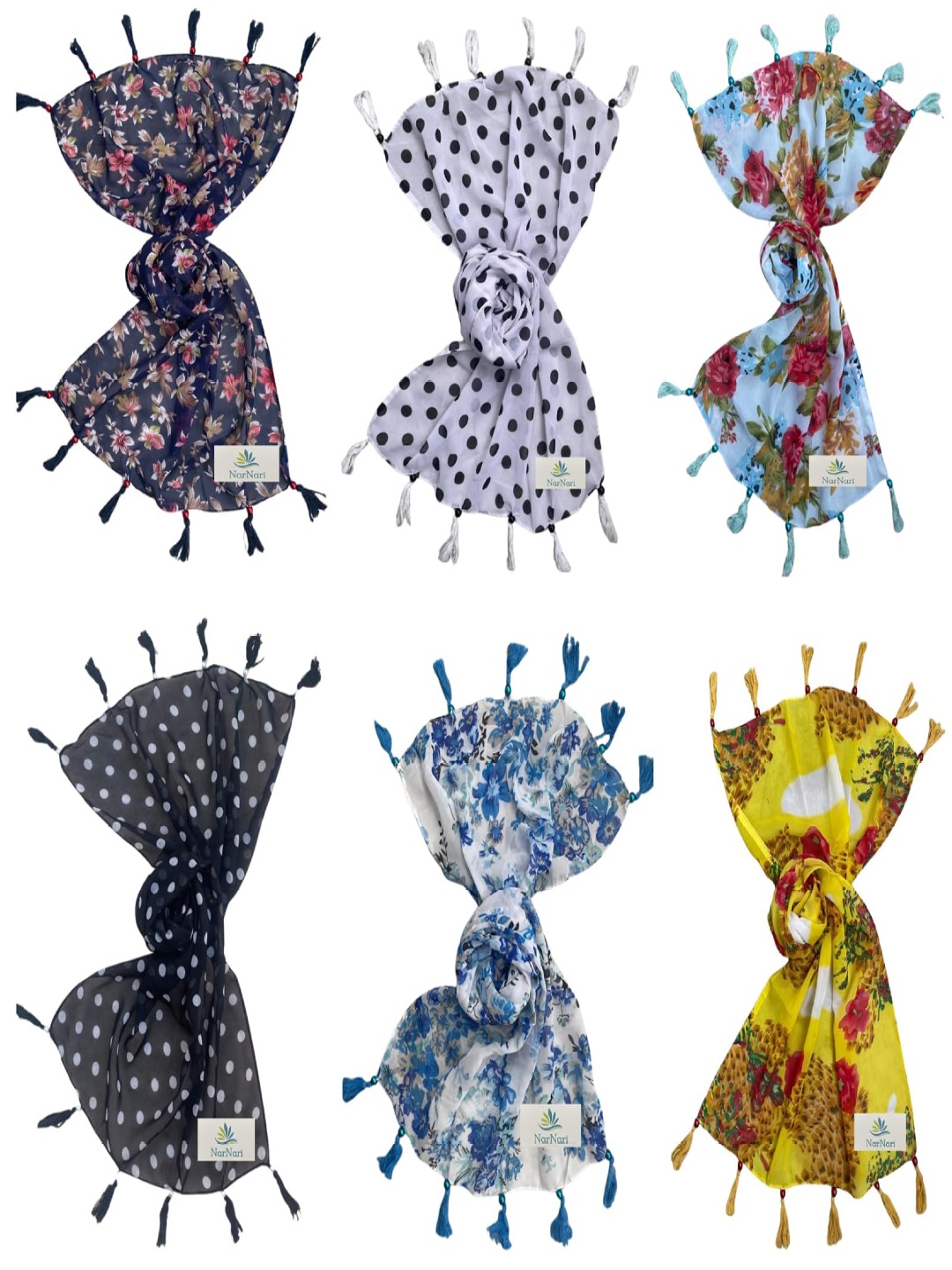 

NarNari Women Printed Scarf, Blue