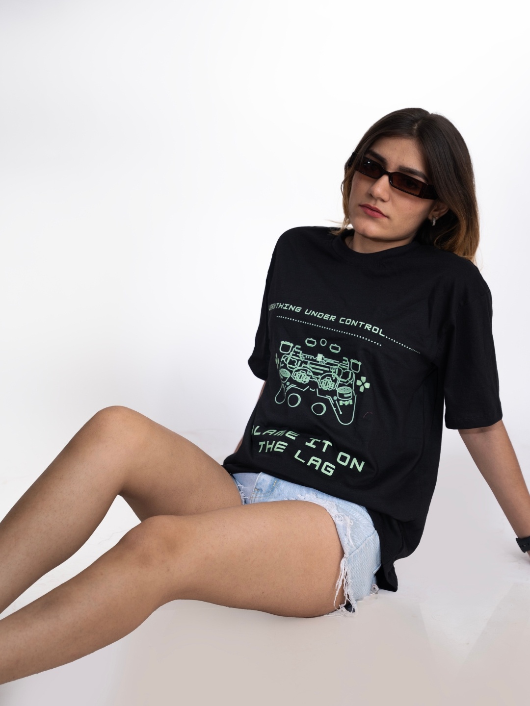 

JAC INDIAN Women Graphic Printed Round Neck Cotton Oversized T-shirt, Black