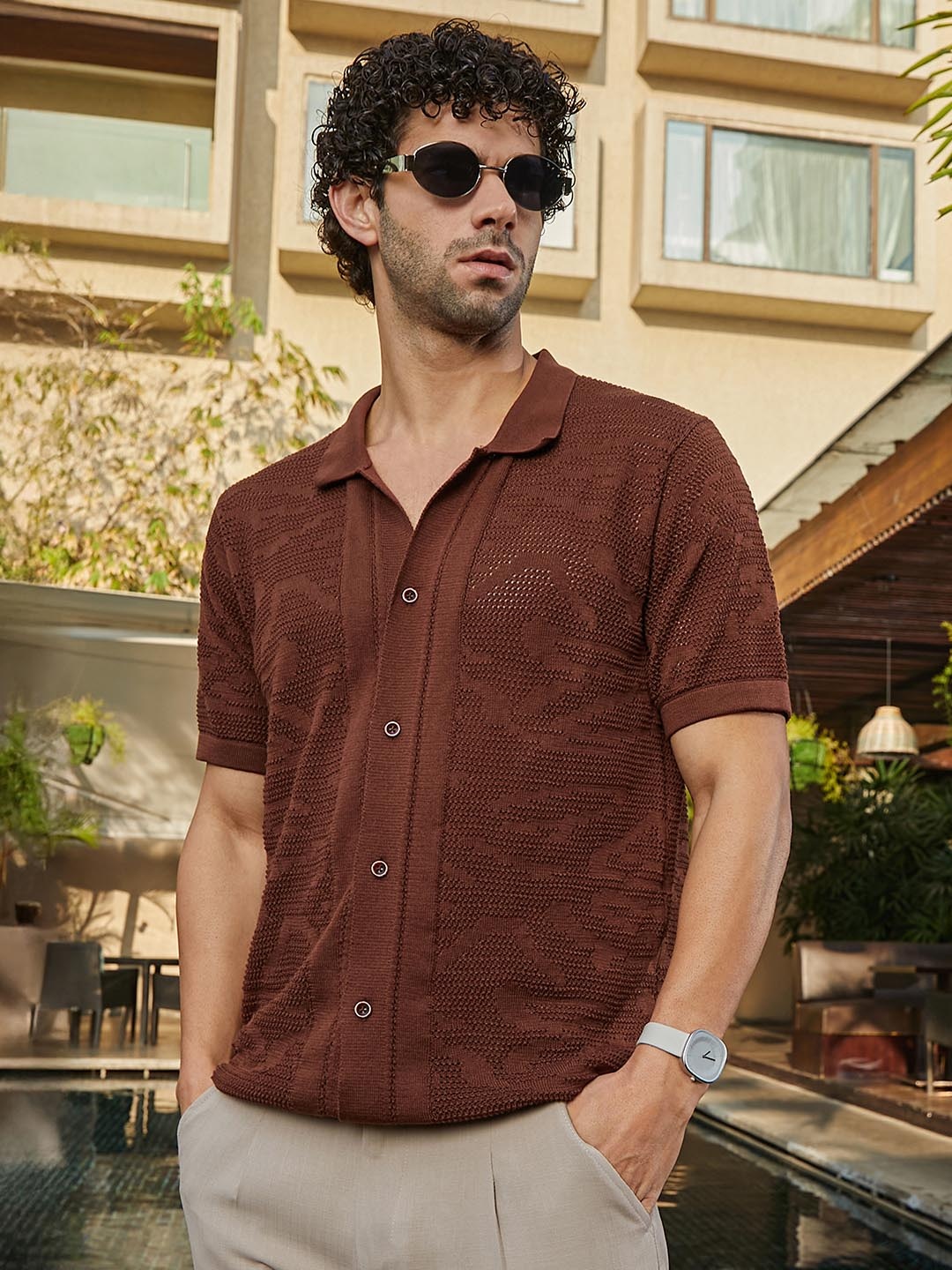 

Campus Sutra Men Comfort Floral Opaque Casual Shirt, Brown