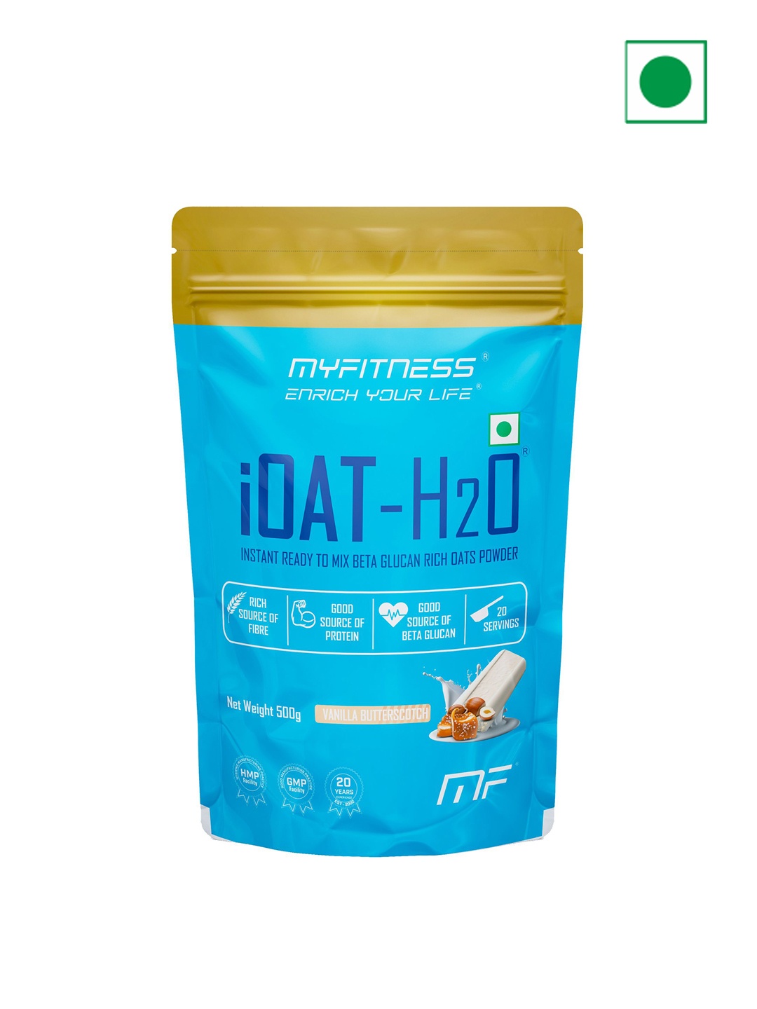 

MYFITNESS iOAT-H2O Vanilla Butterscotch 20 Servings 500g, Blue