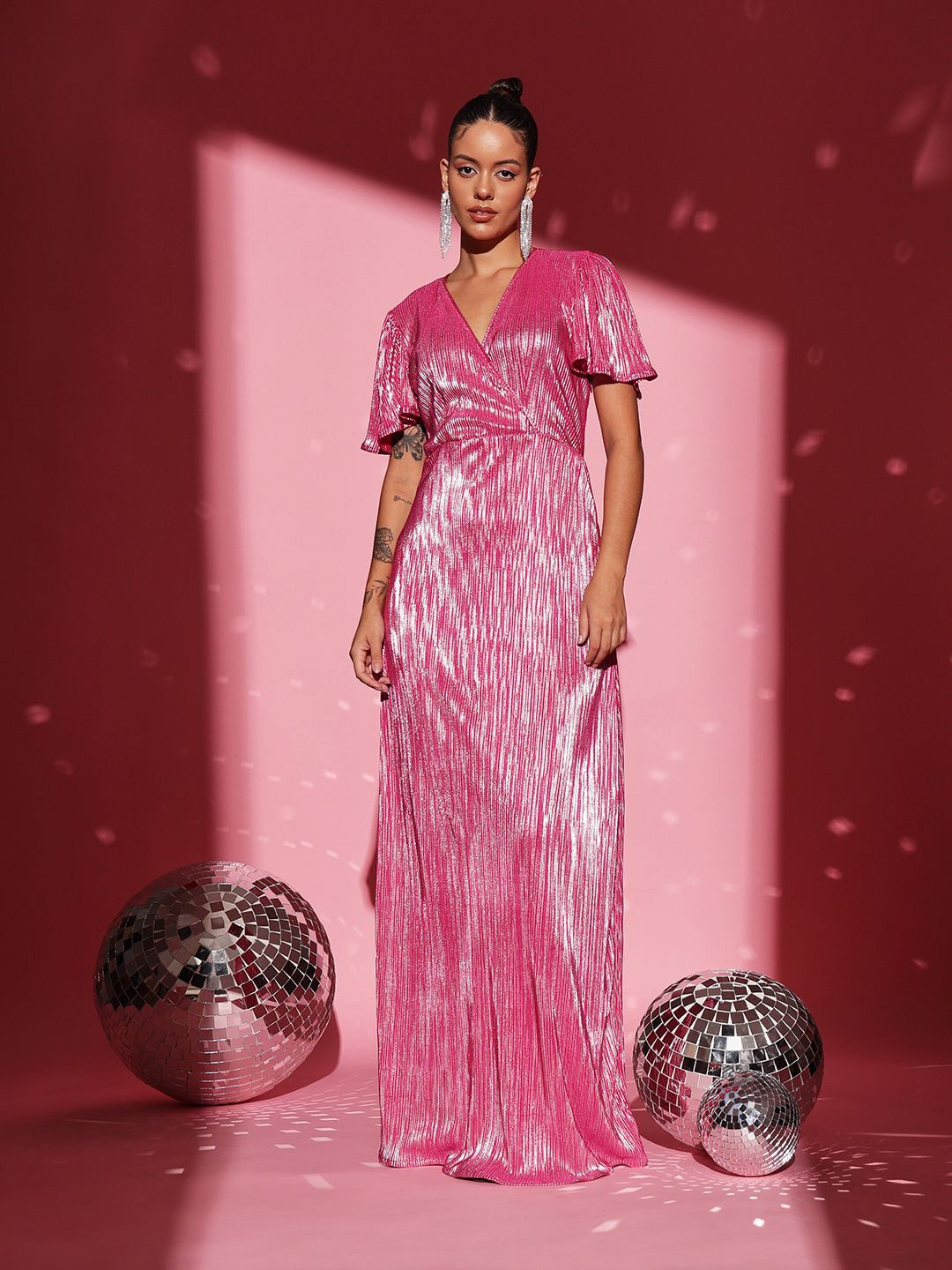

CORSICA Satin Maxi Dress, Pink