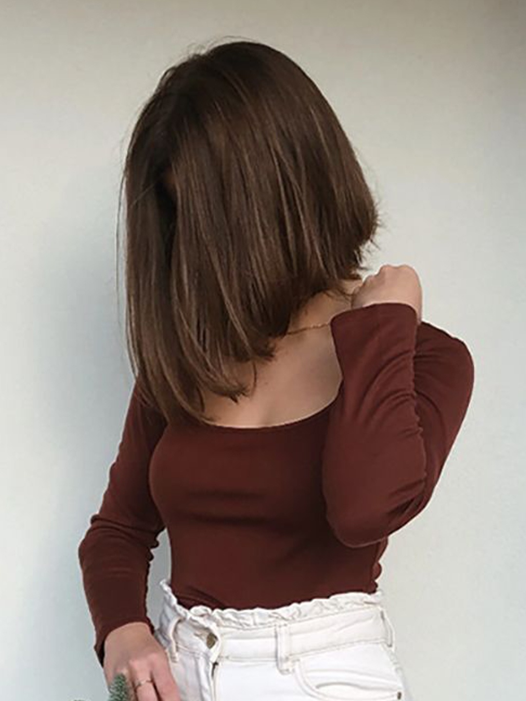 

StyleCast x Revolte Crepe Crop Top, Maroon