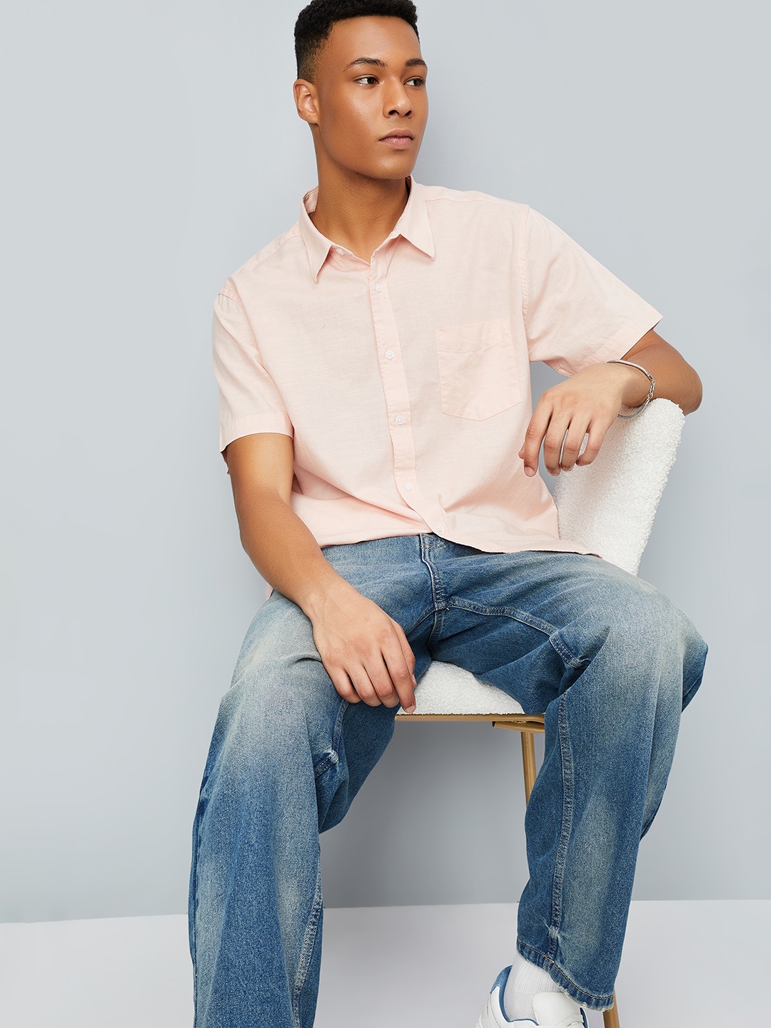 

max Men Opaque Casual Shirt, Pink