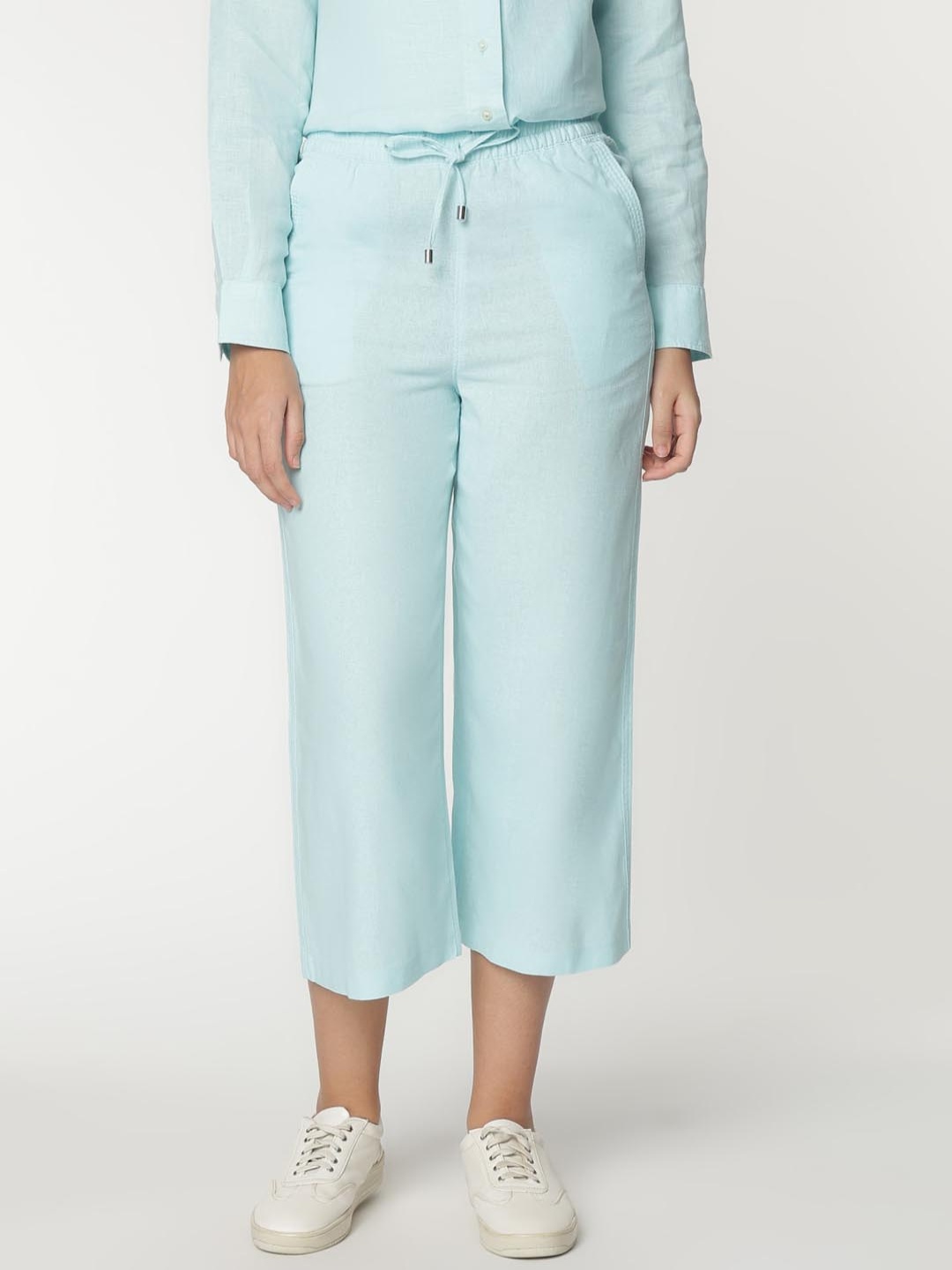 

Marks & Spencer Women High-Rise Culottes Trousers, Blue