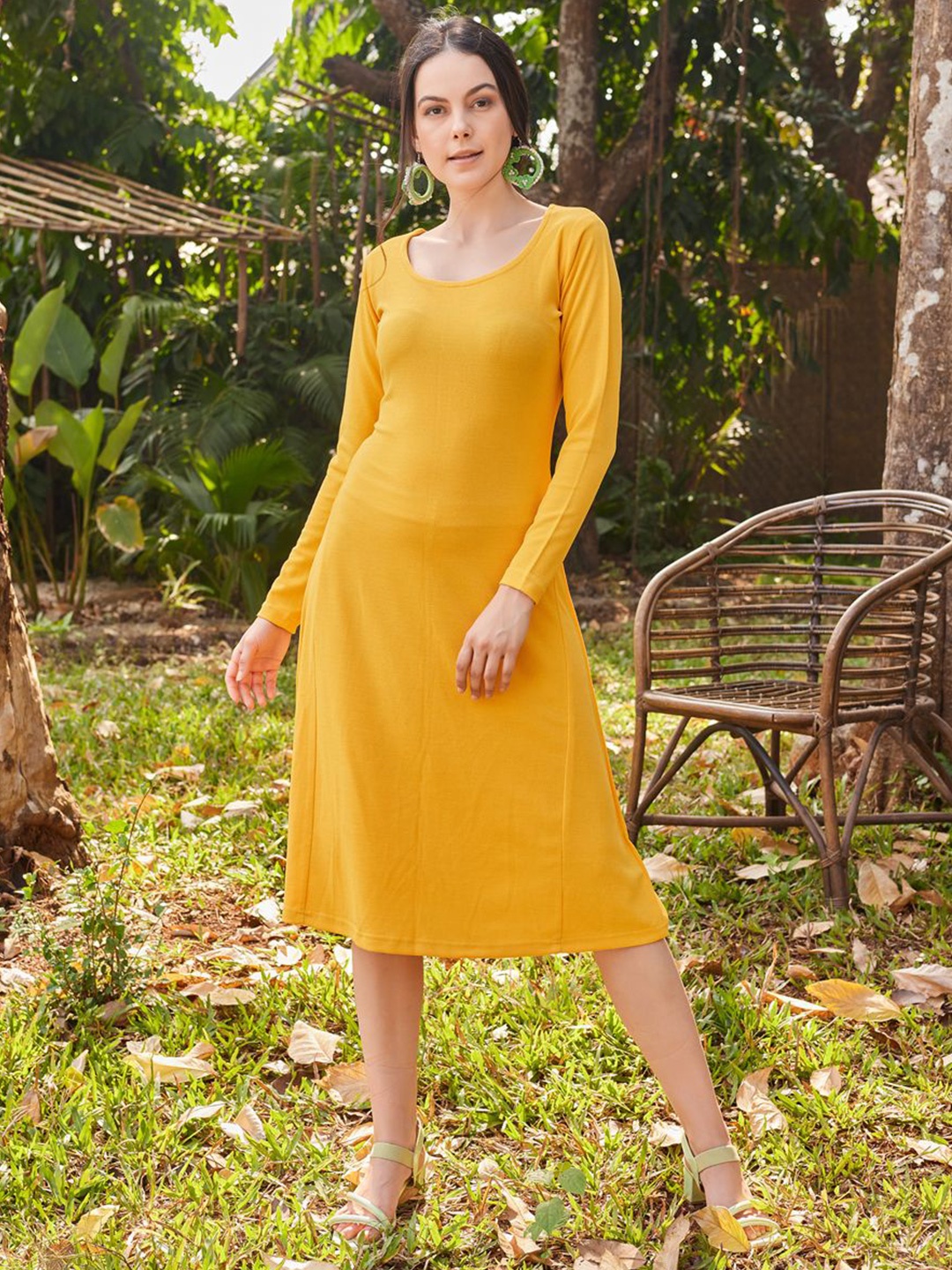 

PURVAJA Women Fit and Flare Dress, Yellow