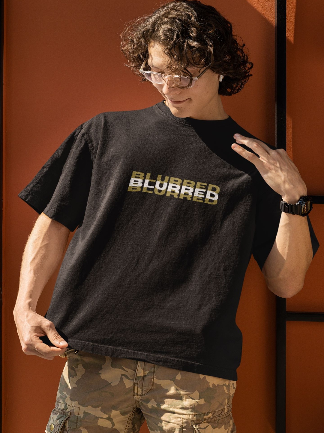 

TheBTclub Men Activchill Typography Printed Round Neck Cotton Oversized T-shirt, Black