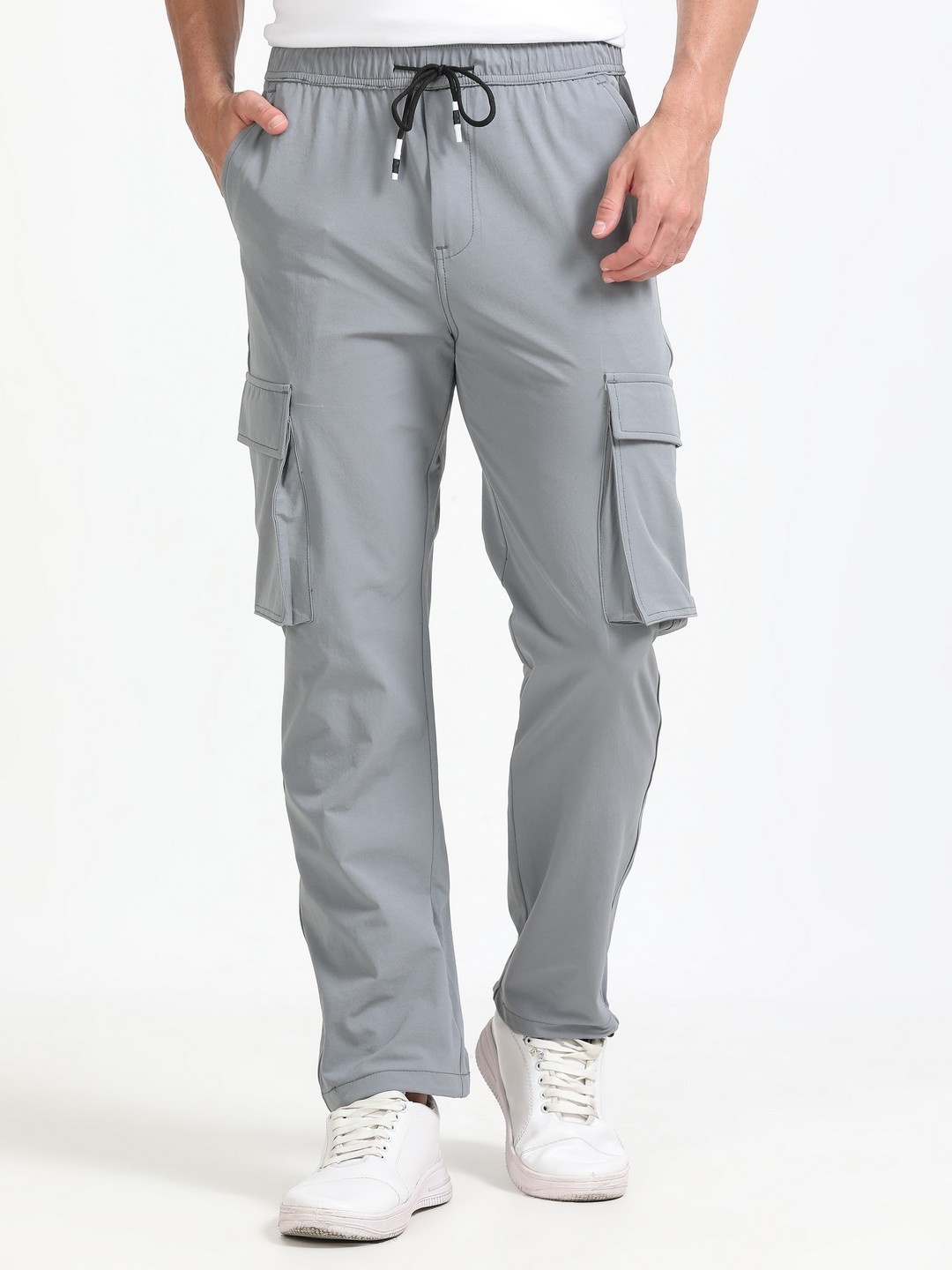 

NEVER NEUD Men Relaxed Loose Fit Cargos Trouser, Grey