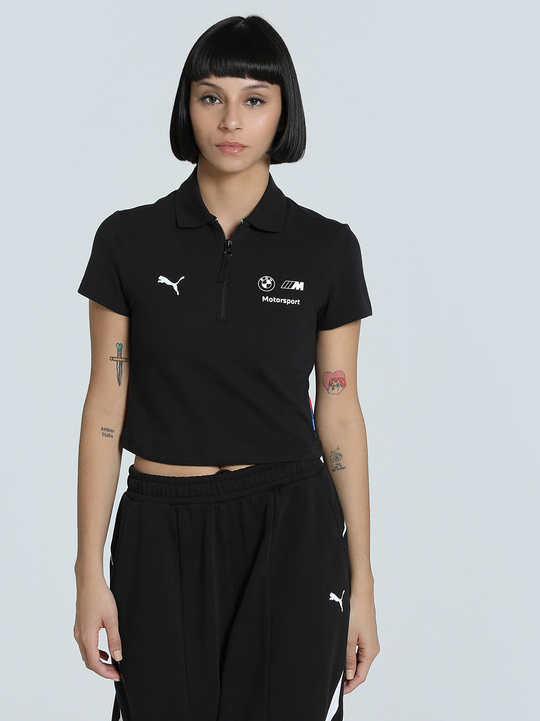 

PUMA Motorsport Women BMW M Graphic Printed Classic Polo Collar Slim Fit Cotton T-shirt, Black