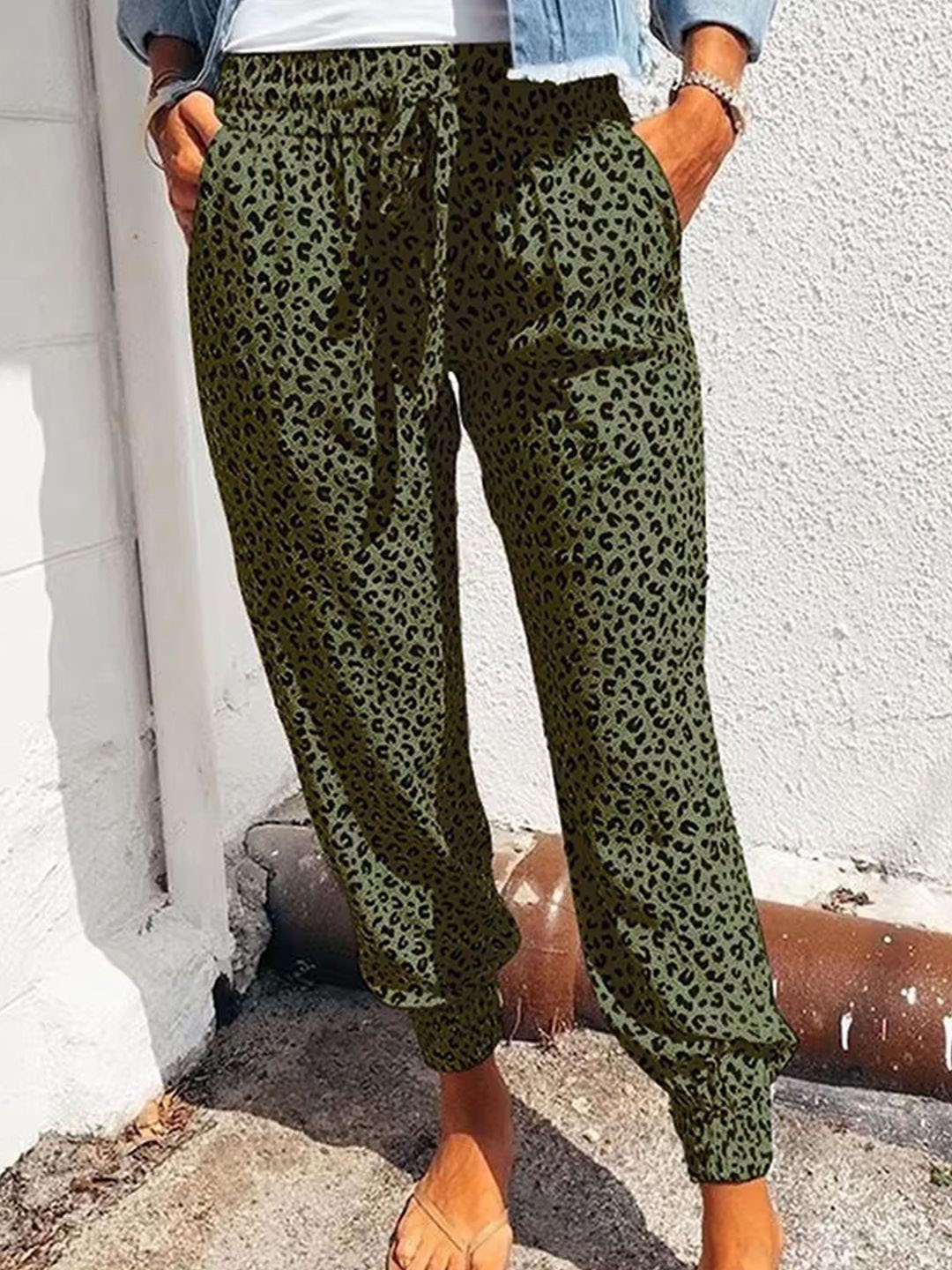 

StyleCast Women Animal Printed Joggers Trousers, Green