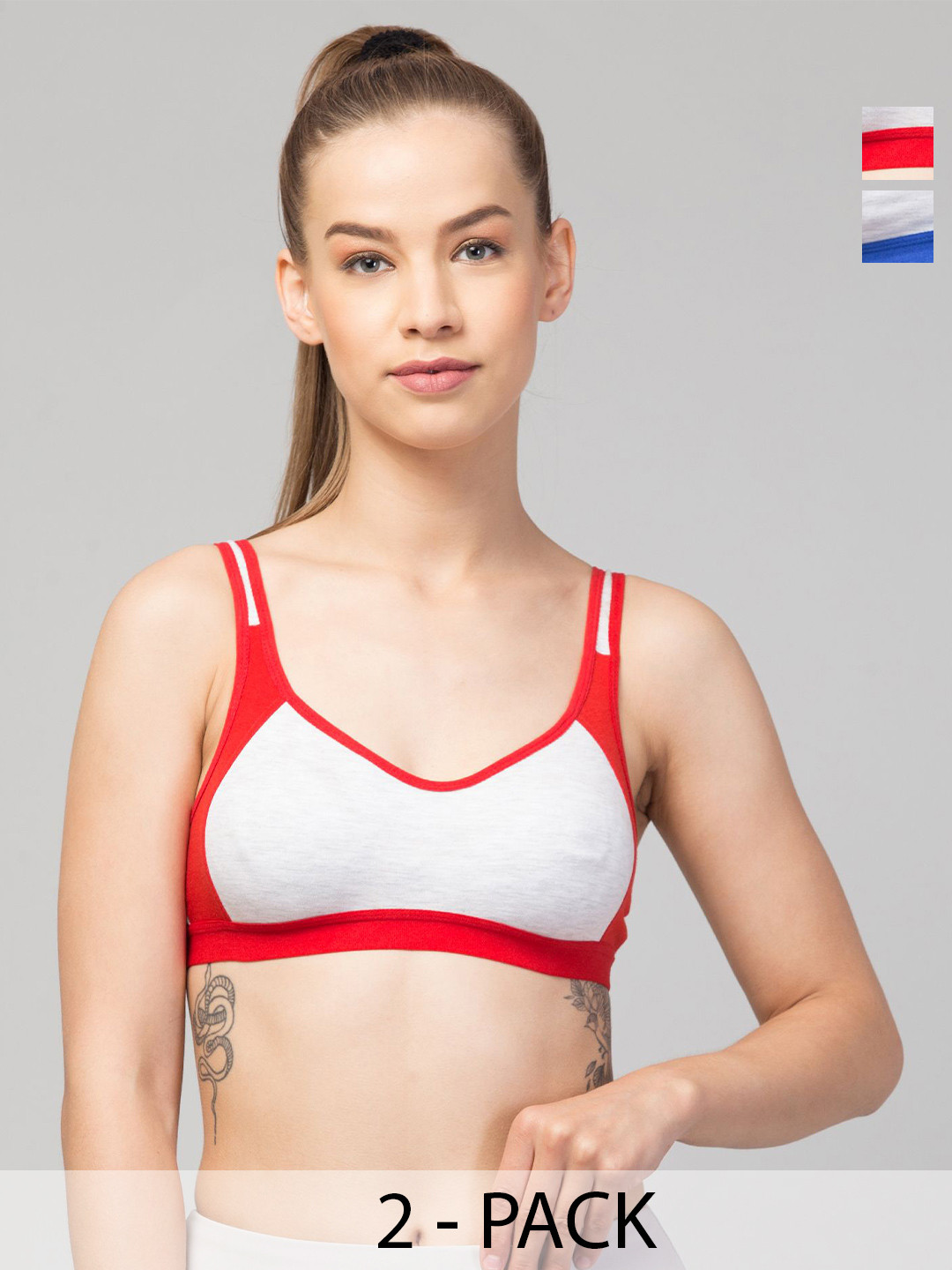 

CKARFE Women Pack of 2 Full Coverage Workout Bra, Blue
