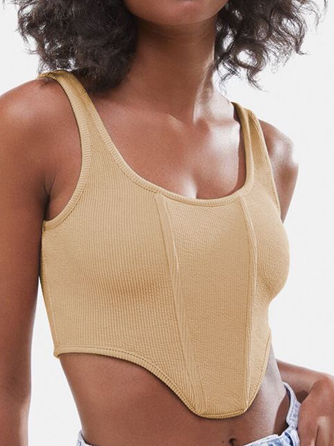 

StyleCast x Revolte Solid Corset Crop Top, Khaki