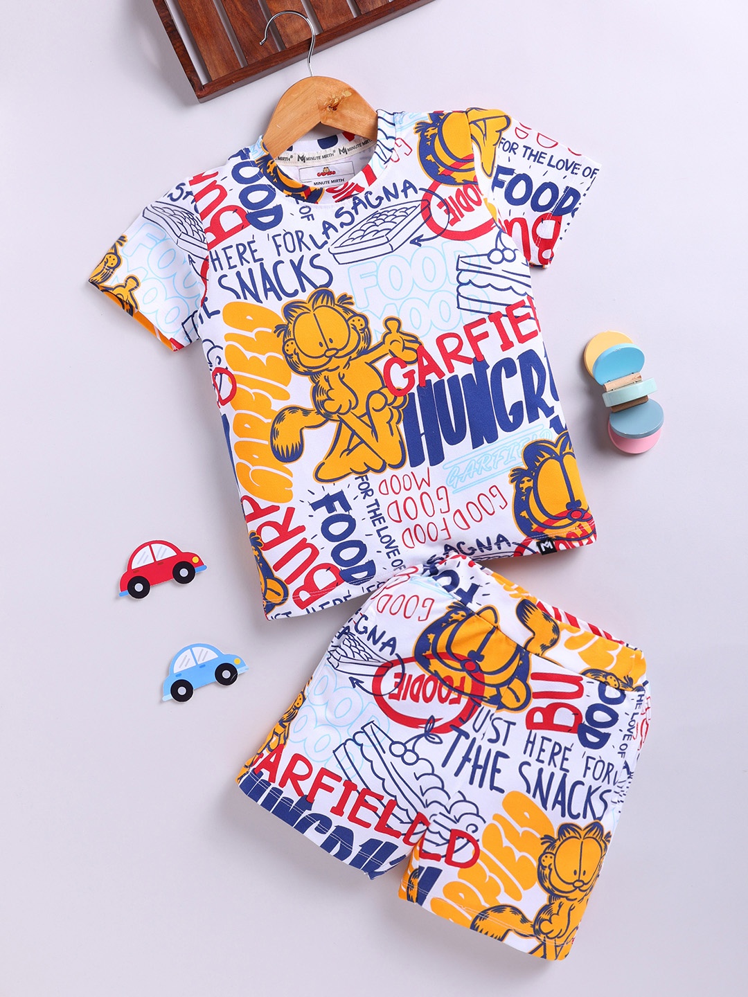 

YK X Minute Mirth Boys Pure Cotton Printed T-shirt with Shorts, Multi