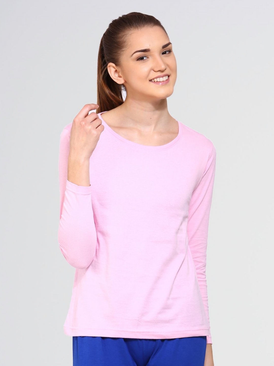 

appulse Women Solid Round Neck Cotton Slim Fit T-shirt, Pink