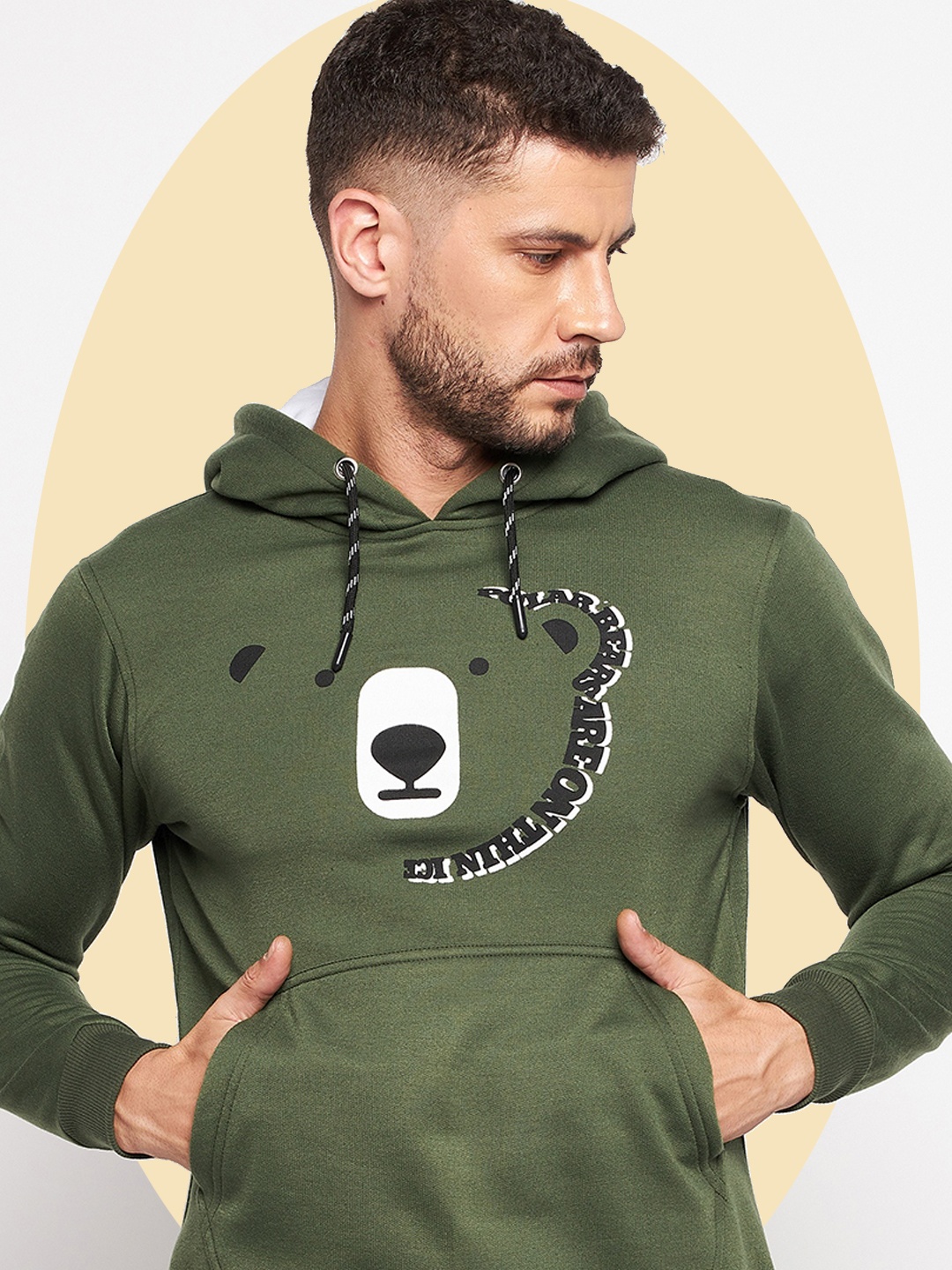 

LYCOS Men Printed Hooded Sweatshirt, Olive