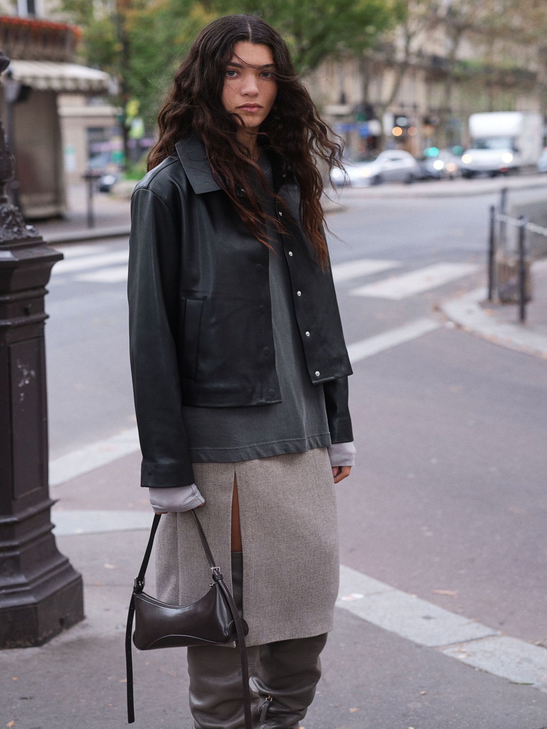 

H&M Raw-Edge Coated Jacket, Black