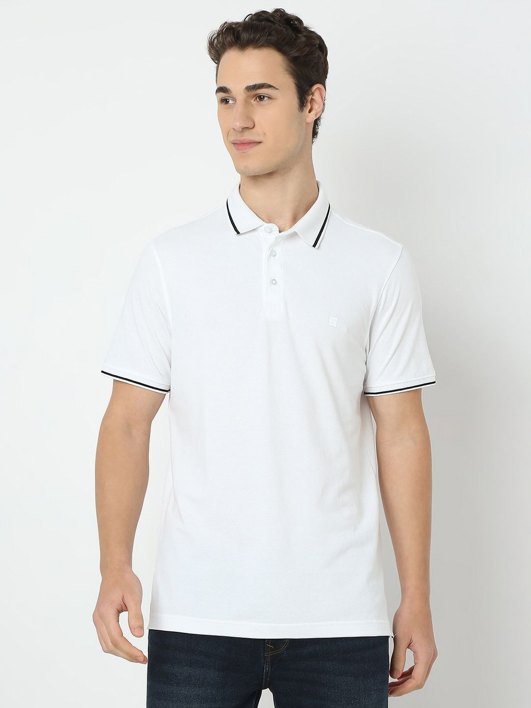 

SPYKAR Men Solid Polo Collar Cotton T-shirt, White
