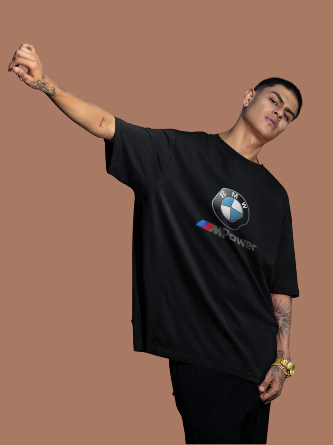 

Broke Memers Men Graphic Printed Round Neck Cotton Oversized T-shirt, Black
