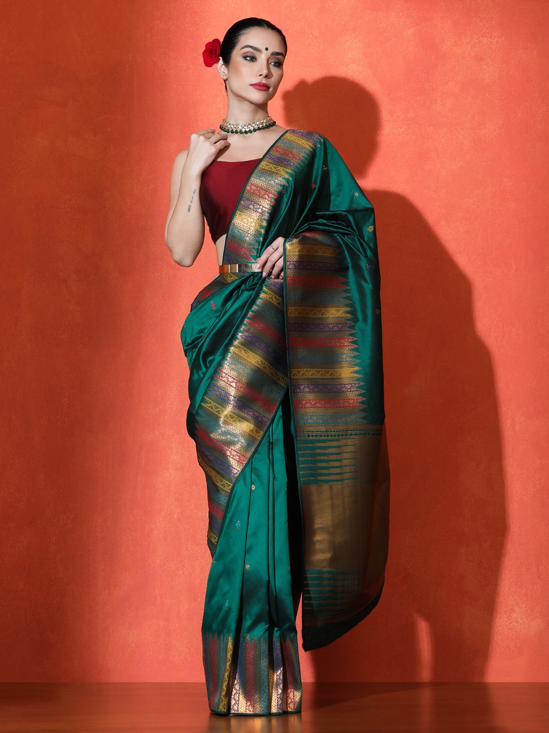

SARHA Woven Design Banarasi Sarees, Green