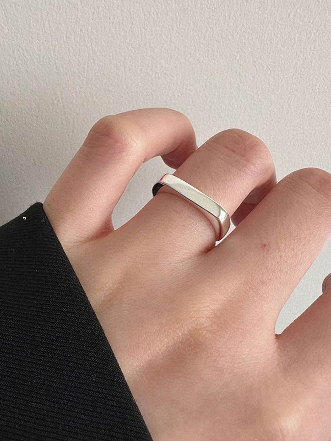 

StyleCast Silver-Plated Square Shaped Adjustable Finger Ring
