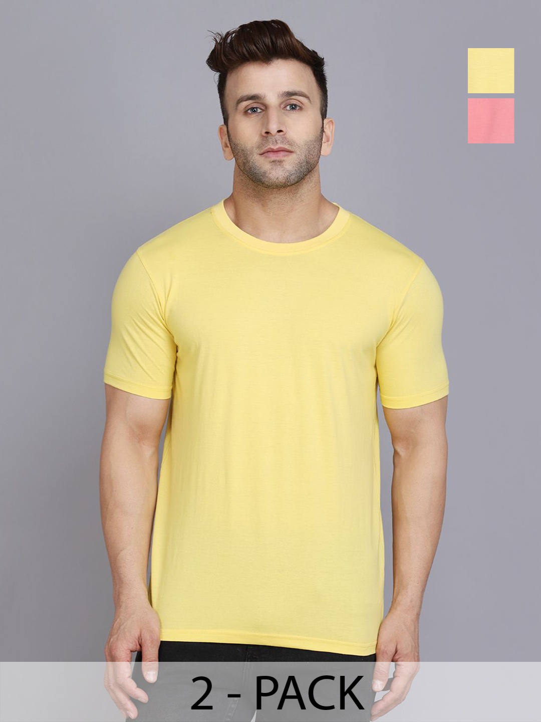 

WOOSTRO Men 2 Slim Fit T-shirt, Yellow