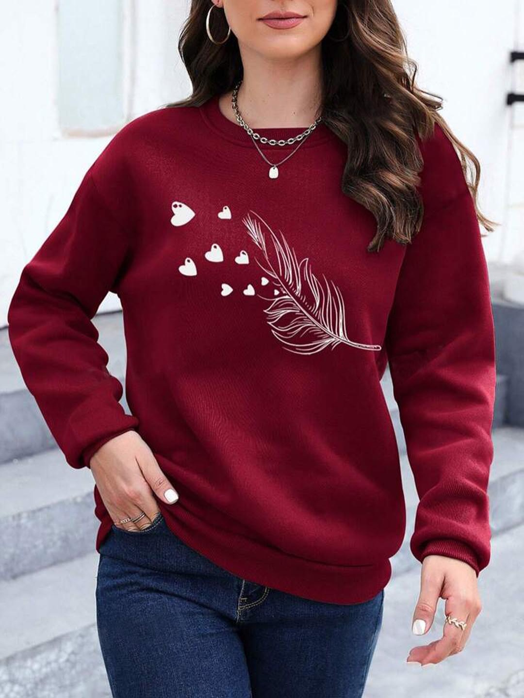 

KASHIAN Women Printed Sweatshirt, Maroon