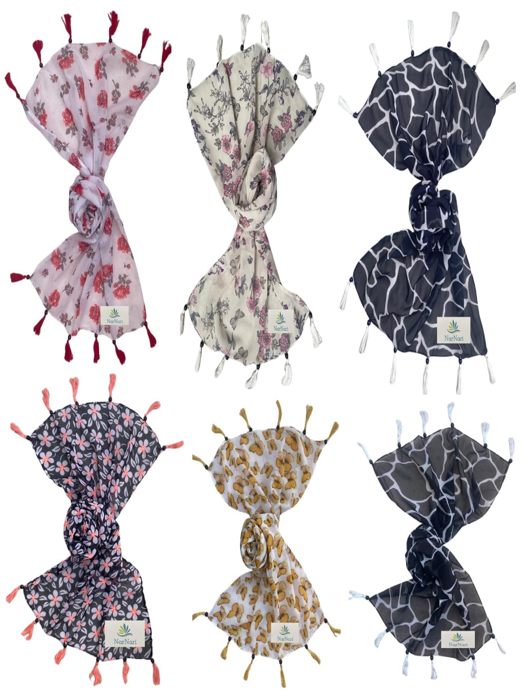 

NarNari Women Printed Scarf, Black
