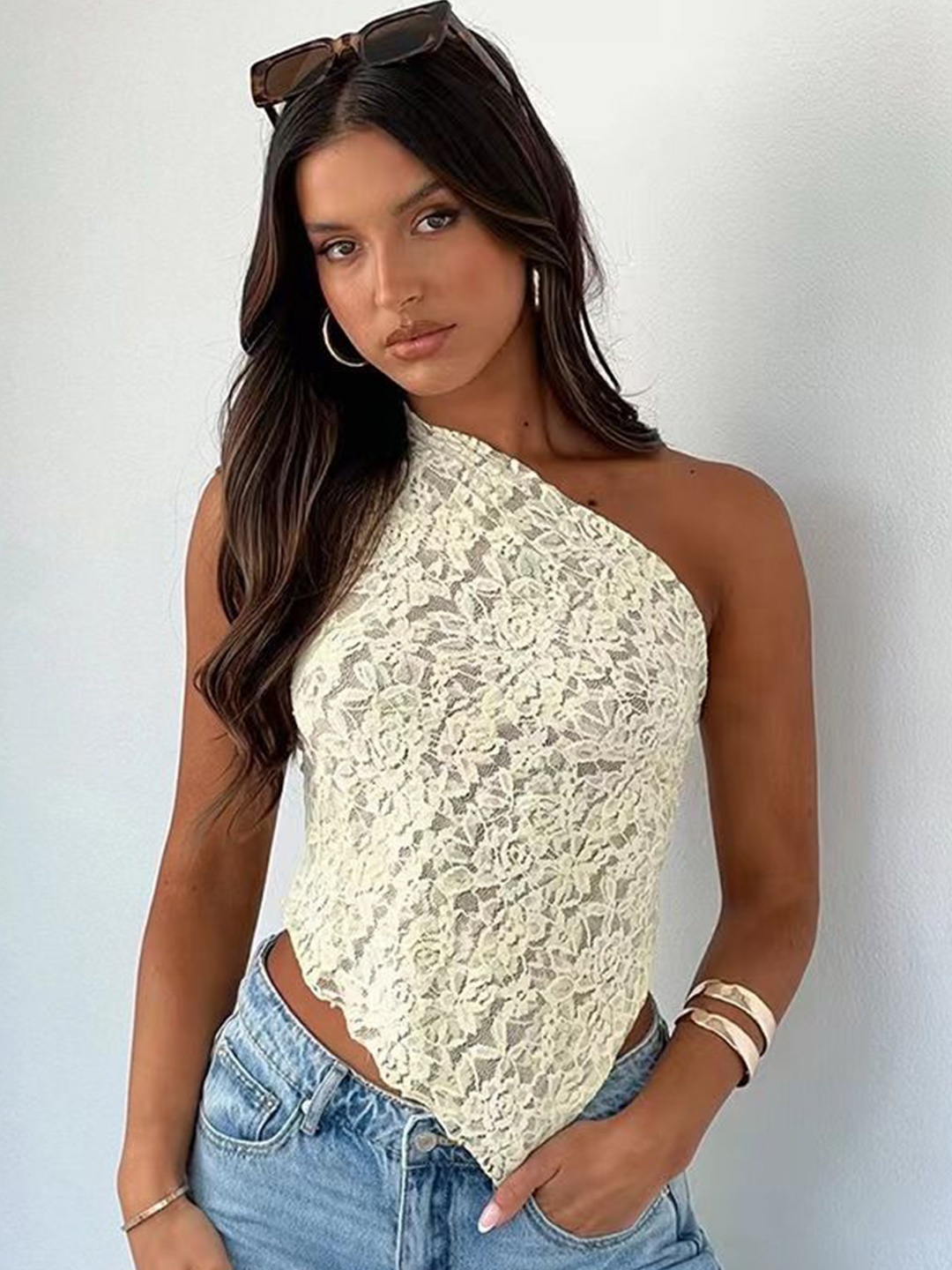 

StyleCast x Revolte Embroidered Lace Crop Top, White