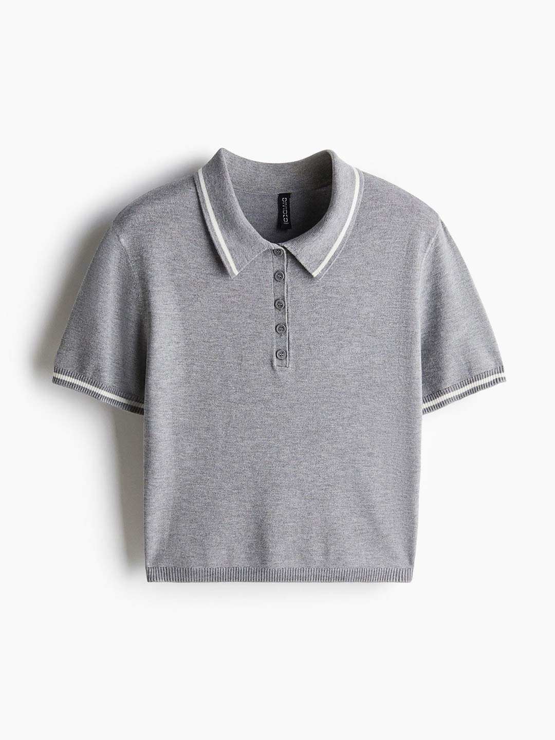 

H&M Fine-knit Polo Shirt, Grey