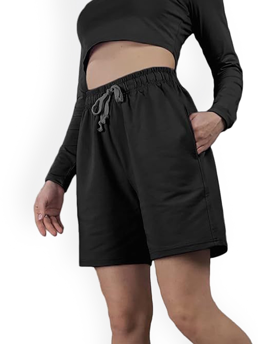 

NOTWILD Women Cotton Regular Fit Regular Shorts, Black
