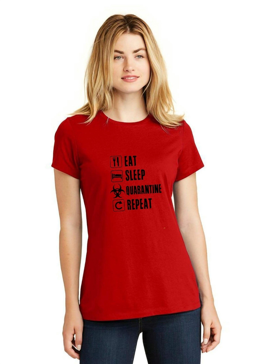 

VLAM Women Typography Printed T-shirt, Red