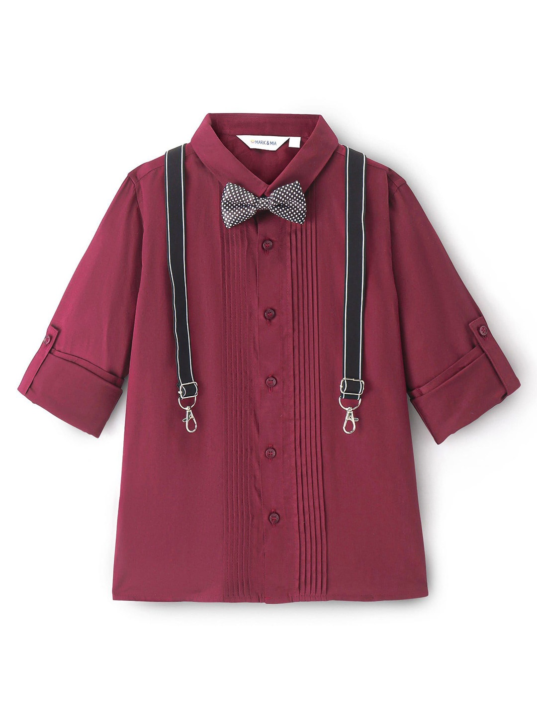

Mark & Mia Boys Spread Collar Solid Cotton Casual Shirt, Burgundy