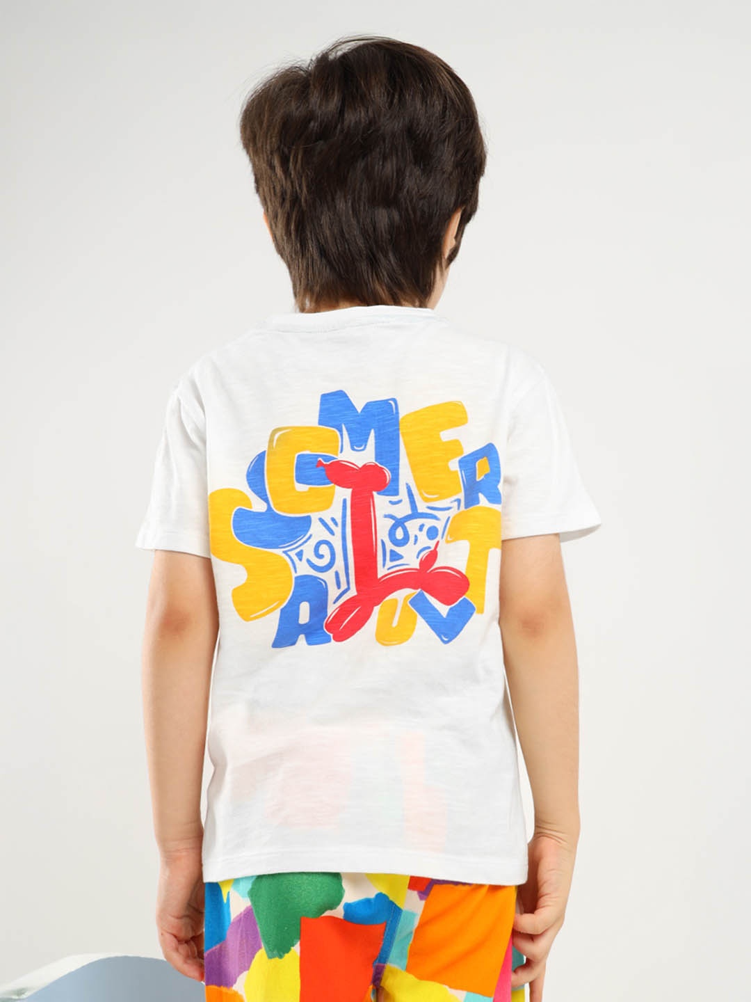 

Somersault Boys Graphic Printed Round Neck Cotton T-shirt, Off white