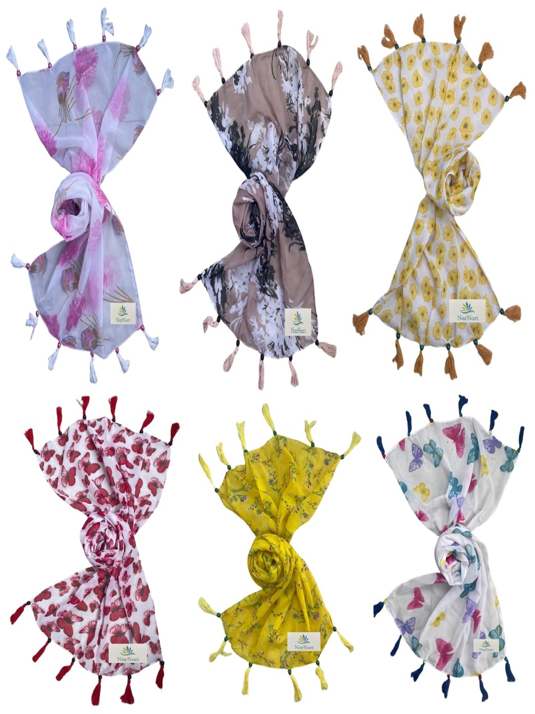 

NarNari Women Printed Scarf, Yellow