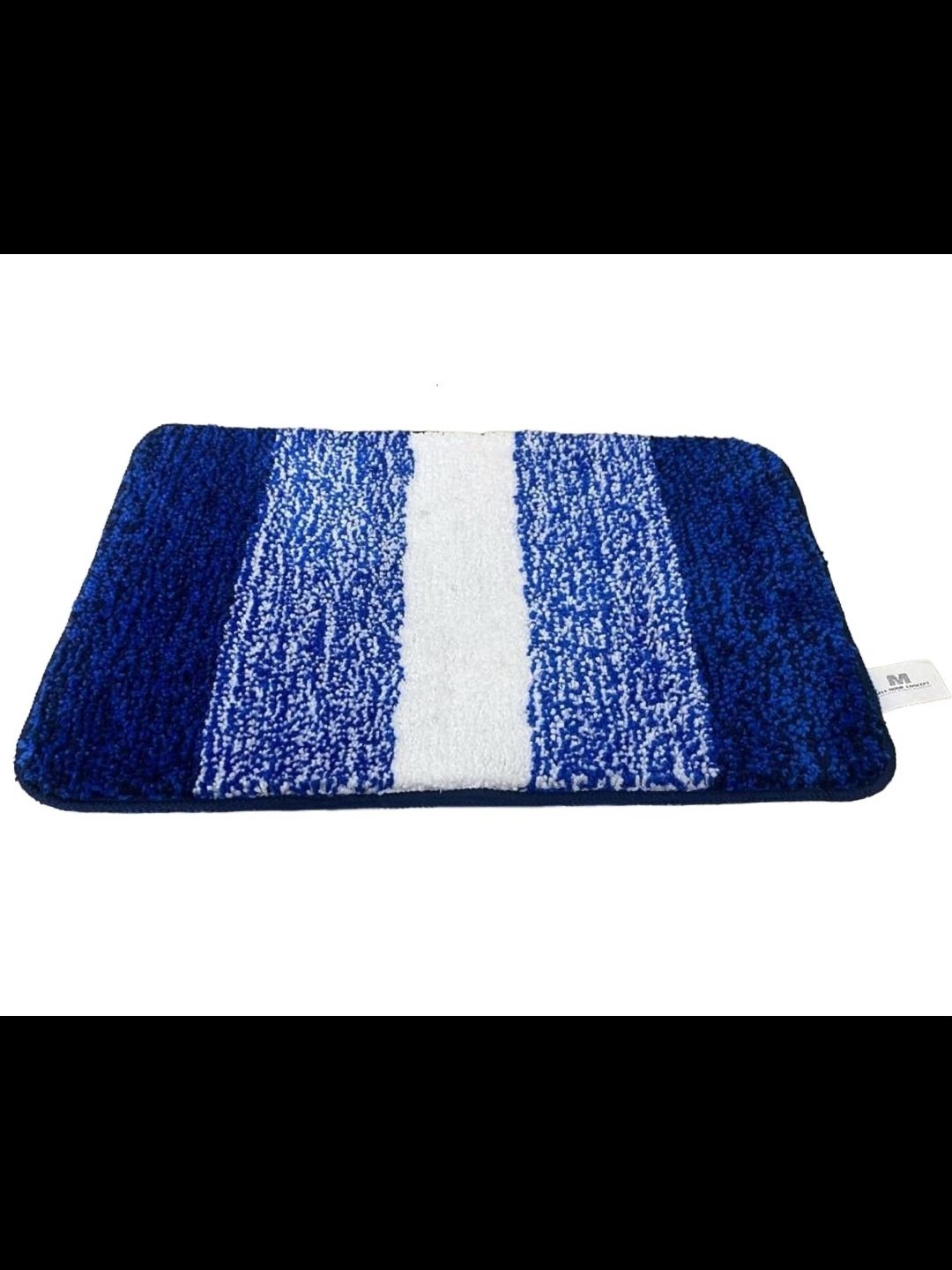 

MAA HOME CONCEPT 2-Pcs Blue & White Striped 1500 GSM Anti Skid Bath Rugs