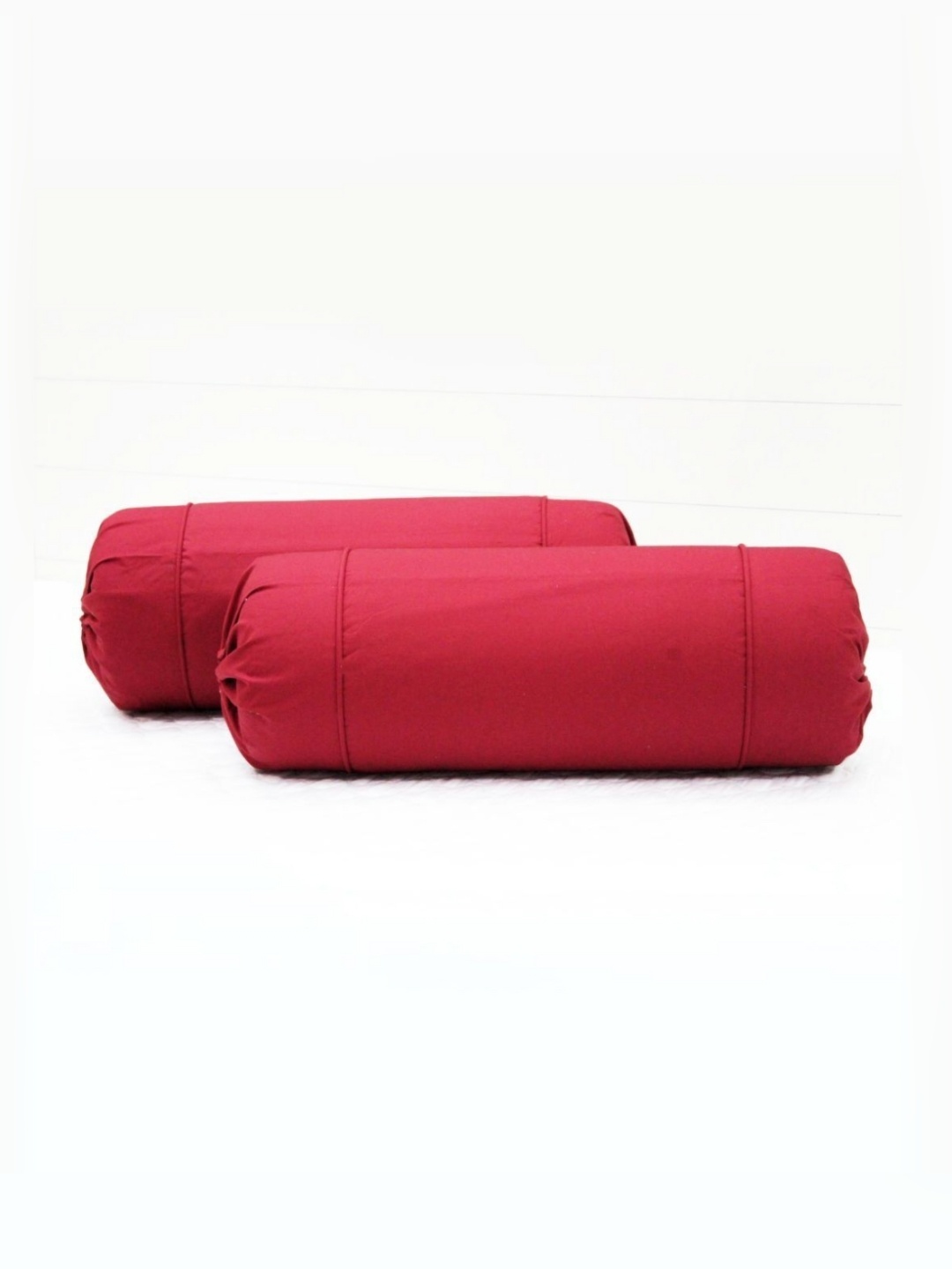 

Aurave Maroon 2 Pieces Cotton 210 TC Bolster Covers