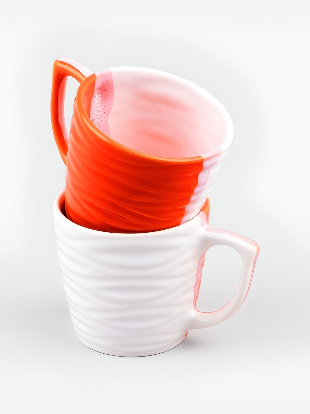 

Storepedia White & Red Textured Ceramic Glossy Cups Set of Cups and Mugs