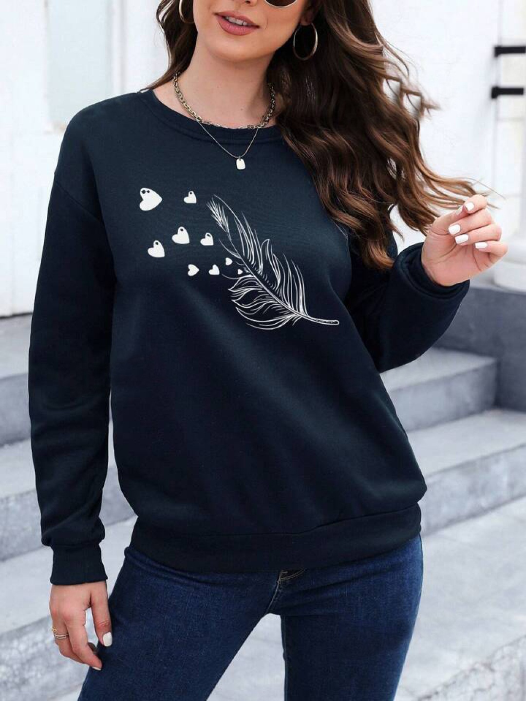 

KASHIAN Women Conversational Printed Dry Fit Sweatshirt, Blue