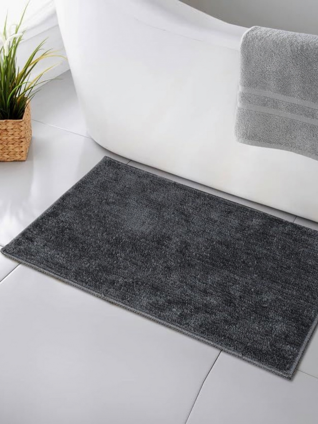 

MAA HOME CONCEPT Grey 2 Pieces Microfibre 1500 GSM Anti Skid Bath Rugs