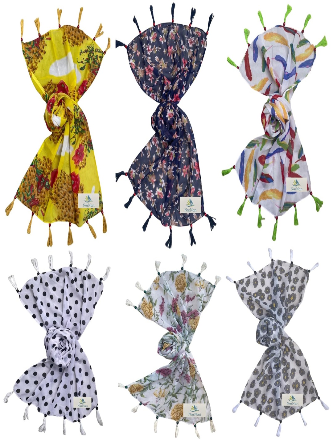 

NarNari Women Printed Scarf, Black