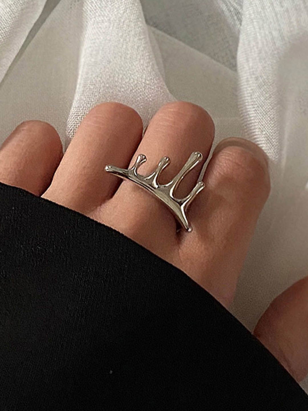 

StyleCast Silver-Toned Adjustable Finger Ring
