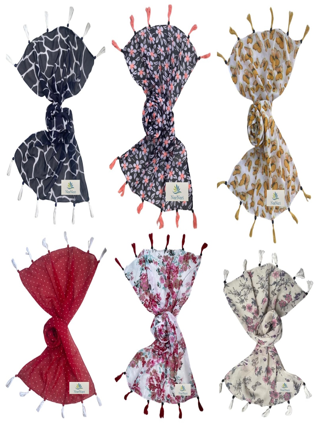 

NarNari Women Printed Scarf, Black
