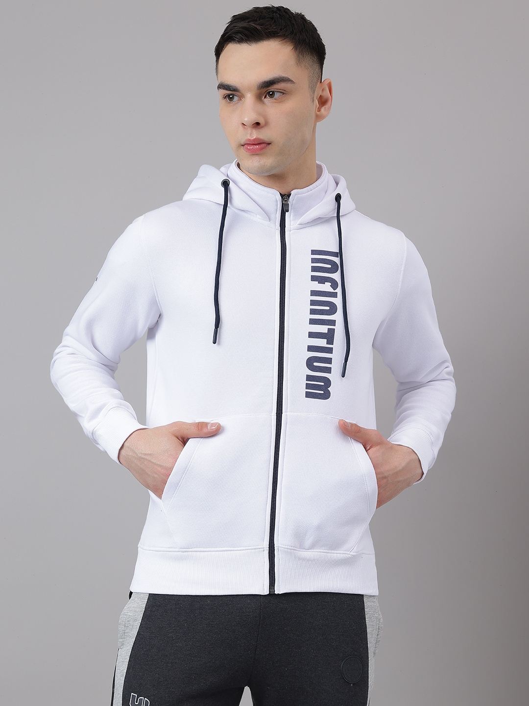 

Richlook Men Printed Hooded Sweatshirt, White