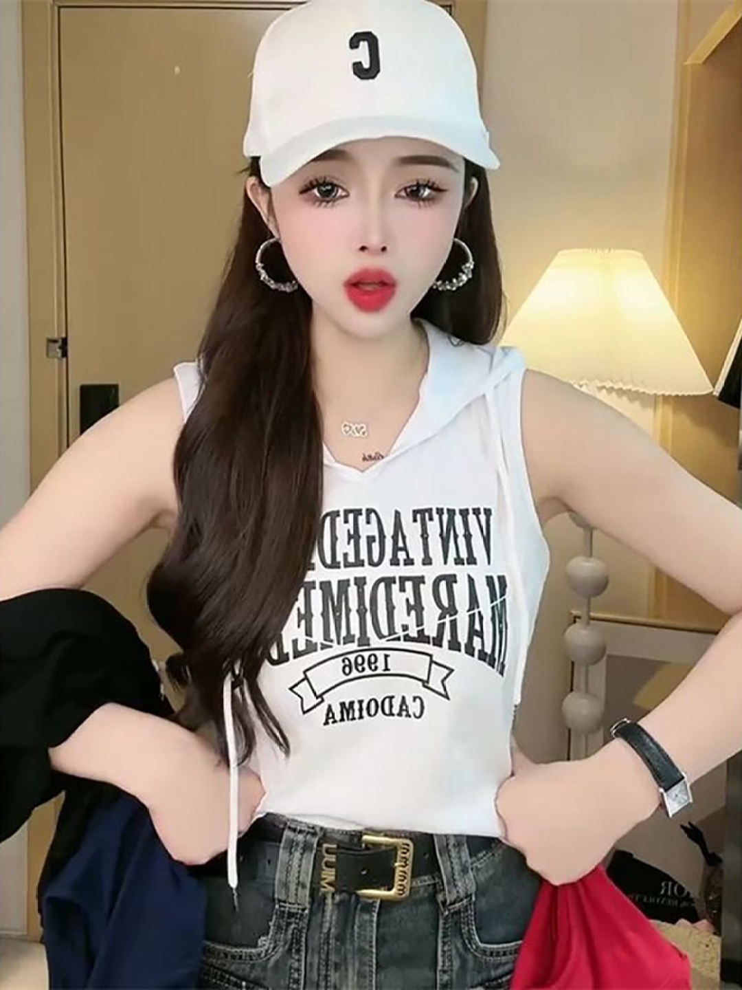 

StyleCast x Revolte Typography Printed Hoodeded Top, White