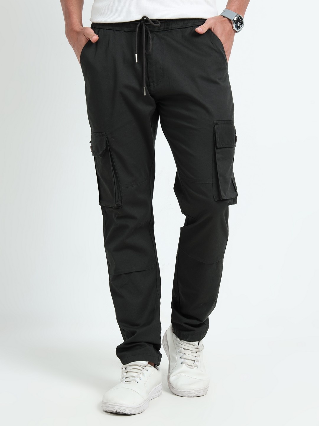 

NEVER NEUD Men Relaxed Cargo Trousers, Green