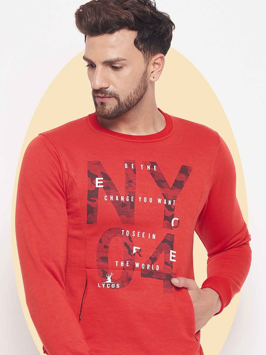 

LYCOS Men Printed Sweatshirt, Red