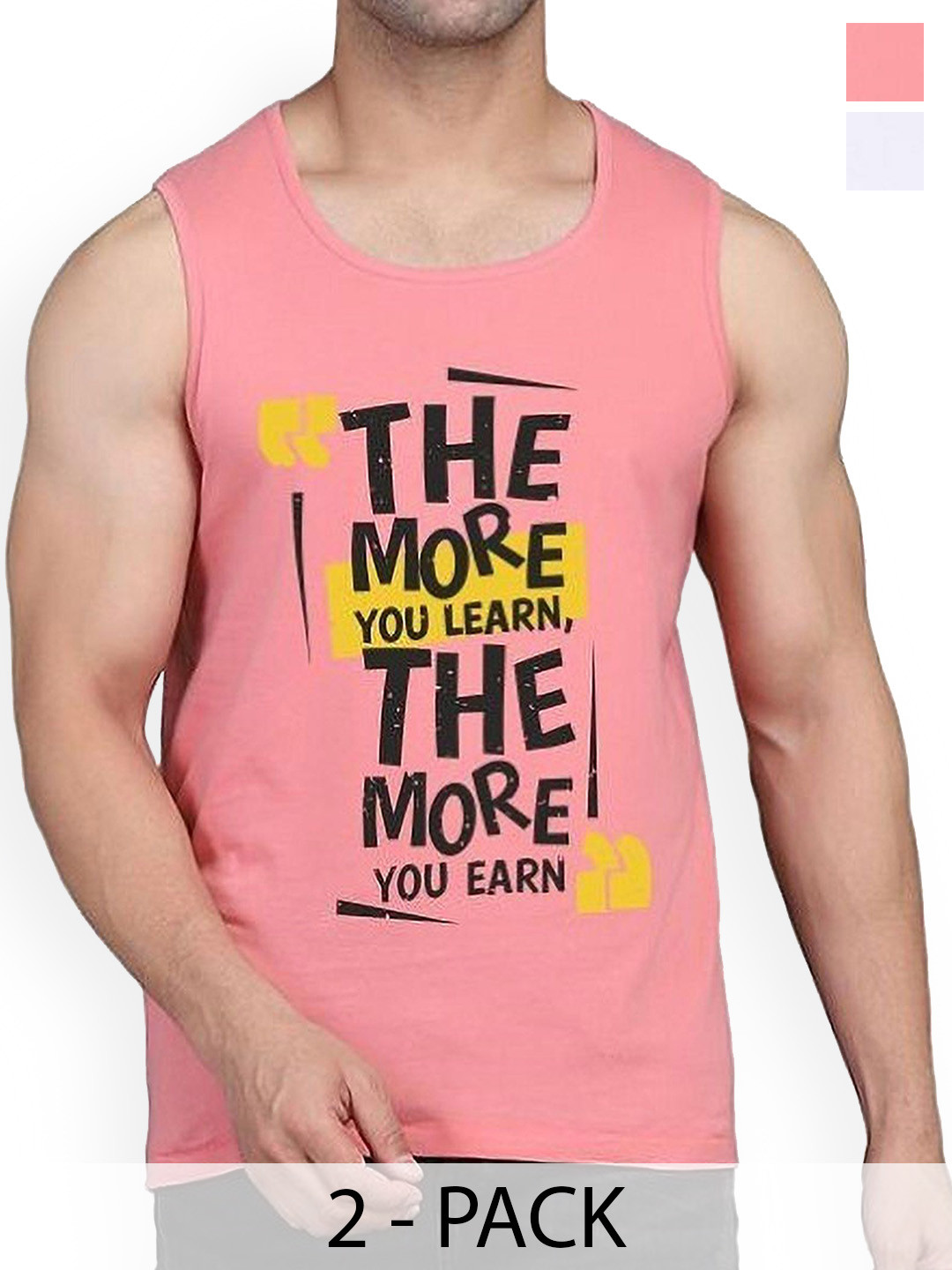 

WOOSTRO Men Pack Of 2 Printed Innerwear Vests, Peach