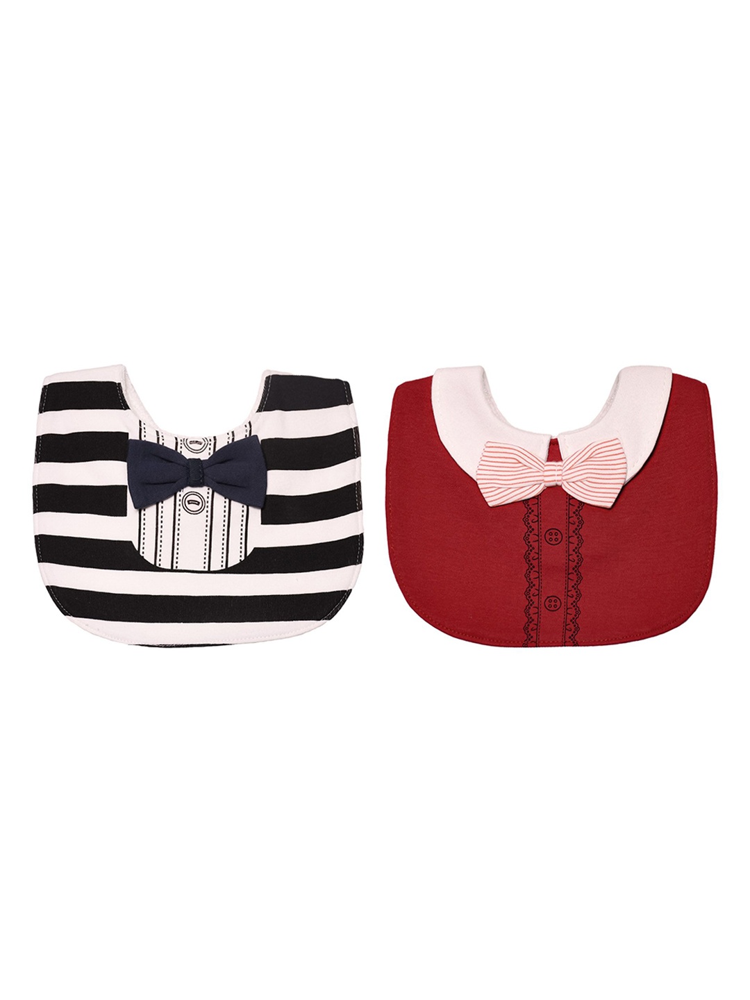 

The Little Lookers Infant Set Of 2 Bow Tie Printed Bib, Red