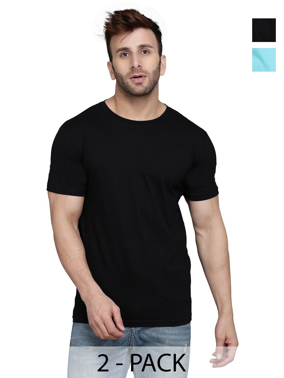 

WOOSTRO Men 2 Slim Fit T-shirt, Sea green