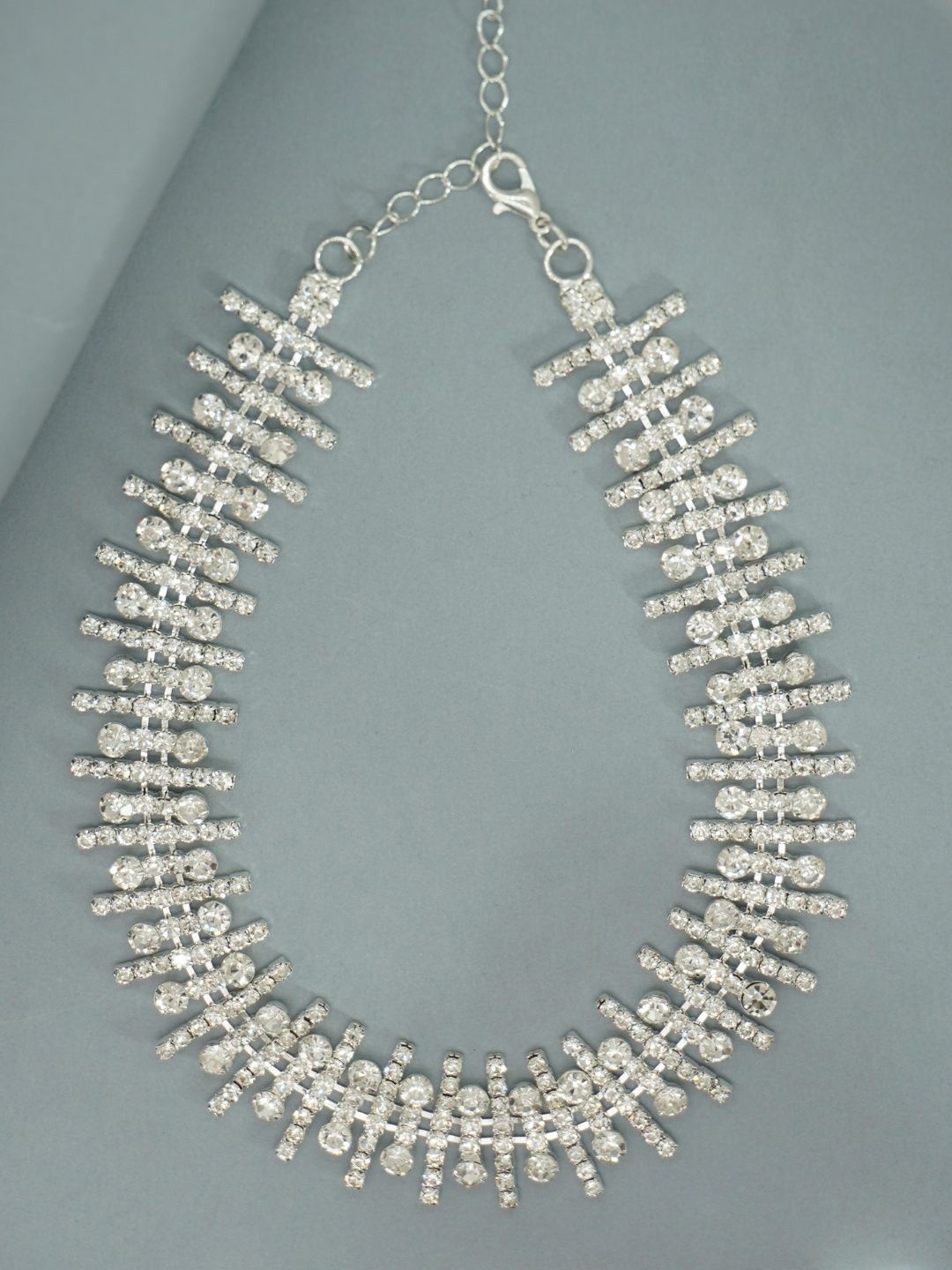 

Niscka Rhodium-Plated American Diamond Necklace, Silver
