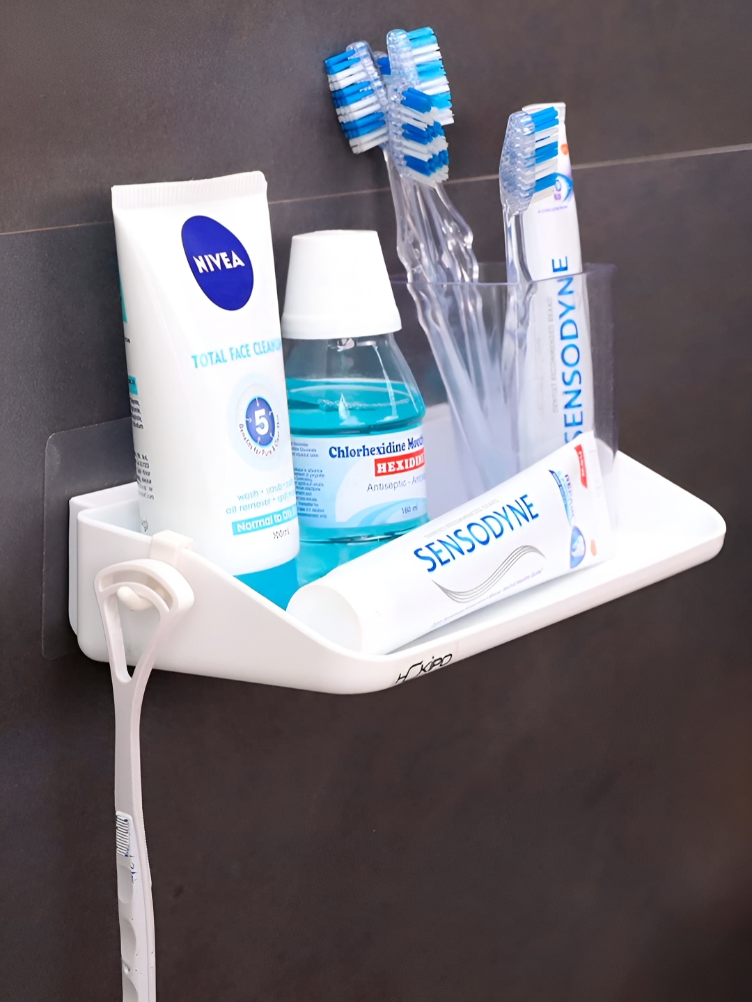 

HOKIPO White Solid Plastic Bathroom Caddy